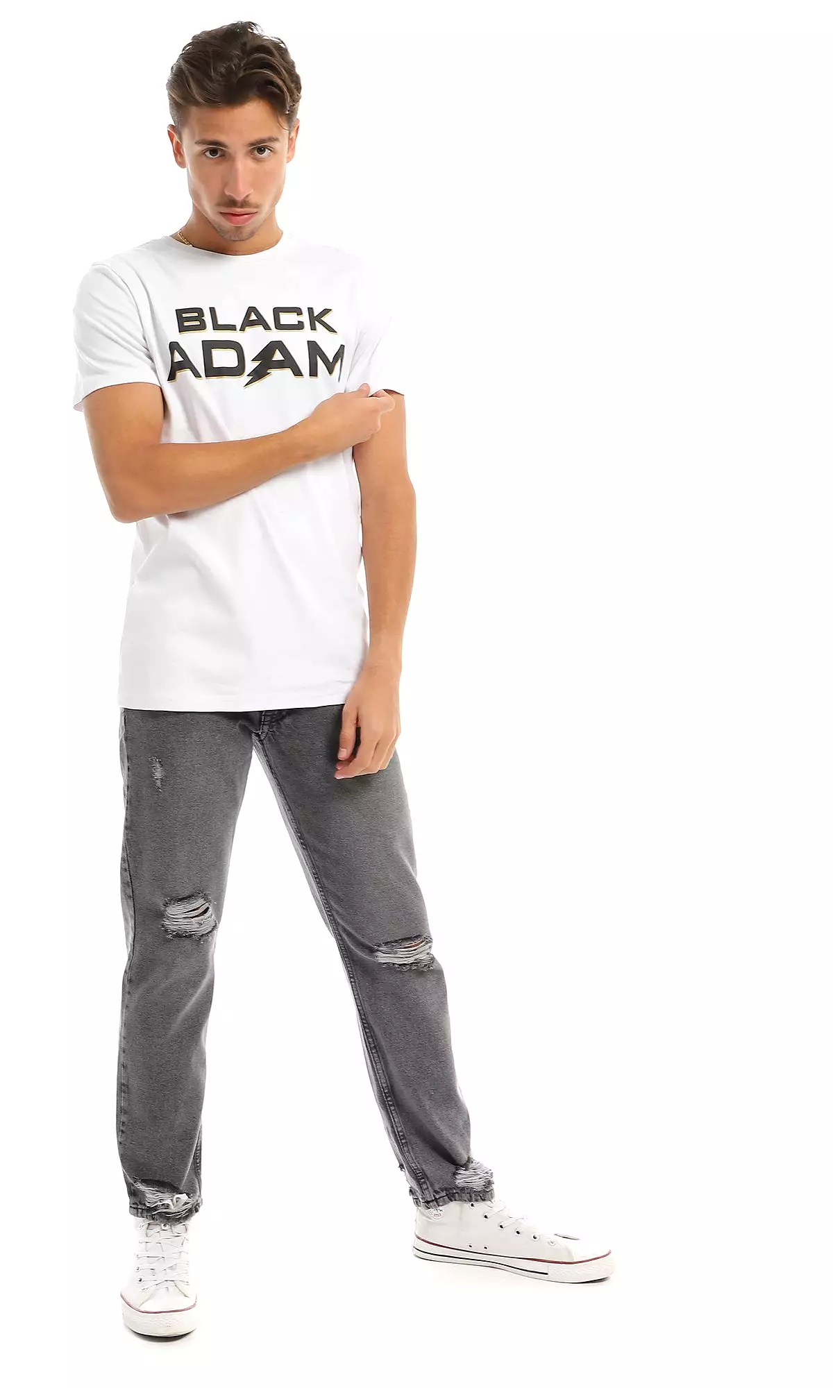 Black Adam T-Shirt: 97408 Round White Printed