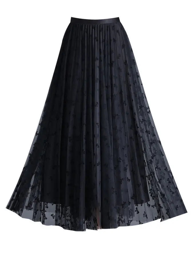 Black Butterfly Tulle A-line Skirts - Wearable on Both Sides - Spring HA1032