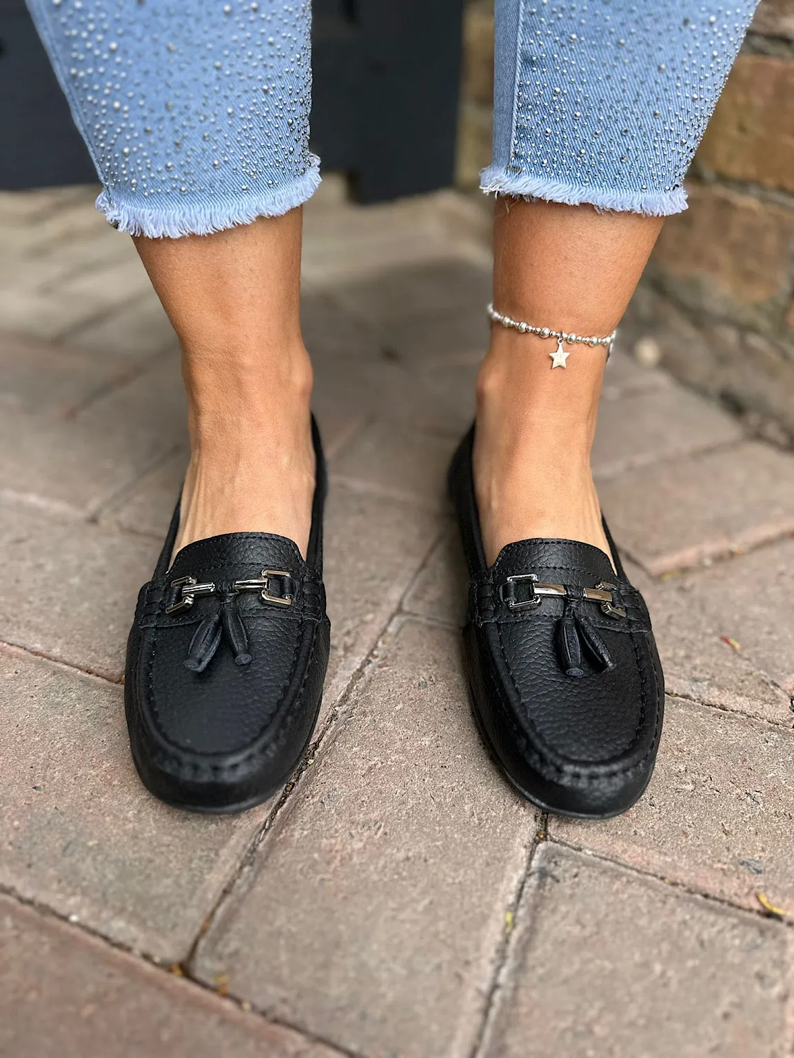 Black Leather Tassel Loafer: Stylish and Sleek Shoe Option