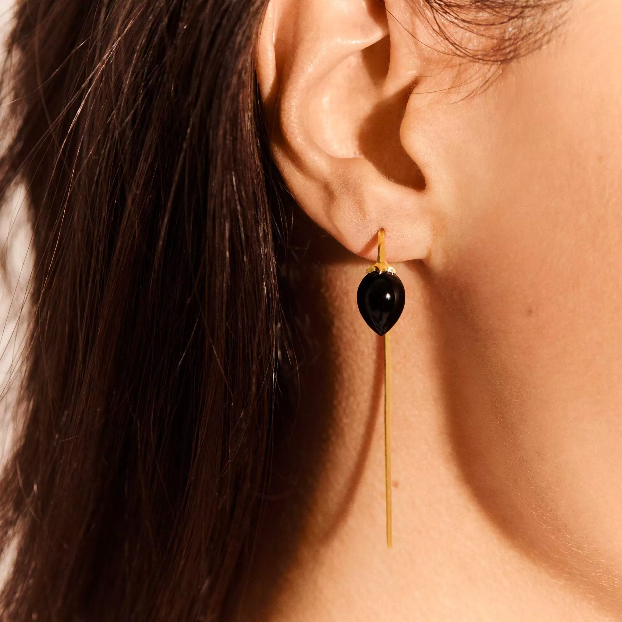 Black Onyx French Hook Earrings