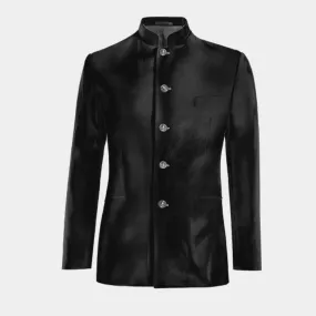 Black Onyx velvet Mao collar blazer essential.