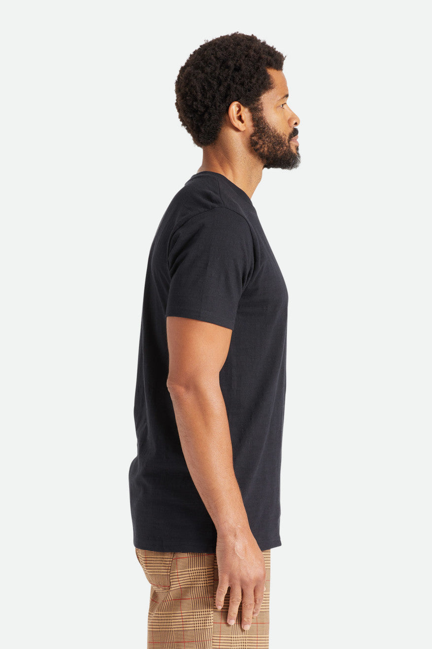 Black Slub Pocket T-Shirt - Basic Short Sleeve - Affordable