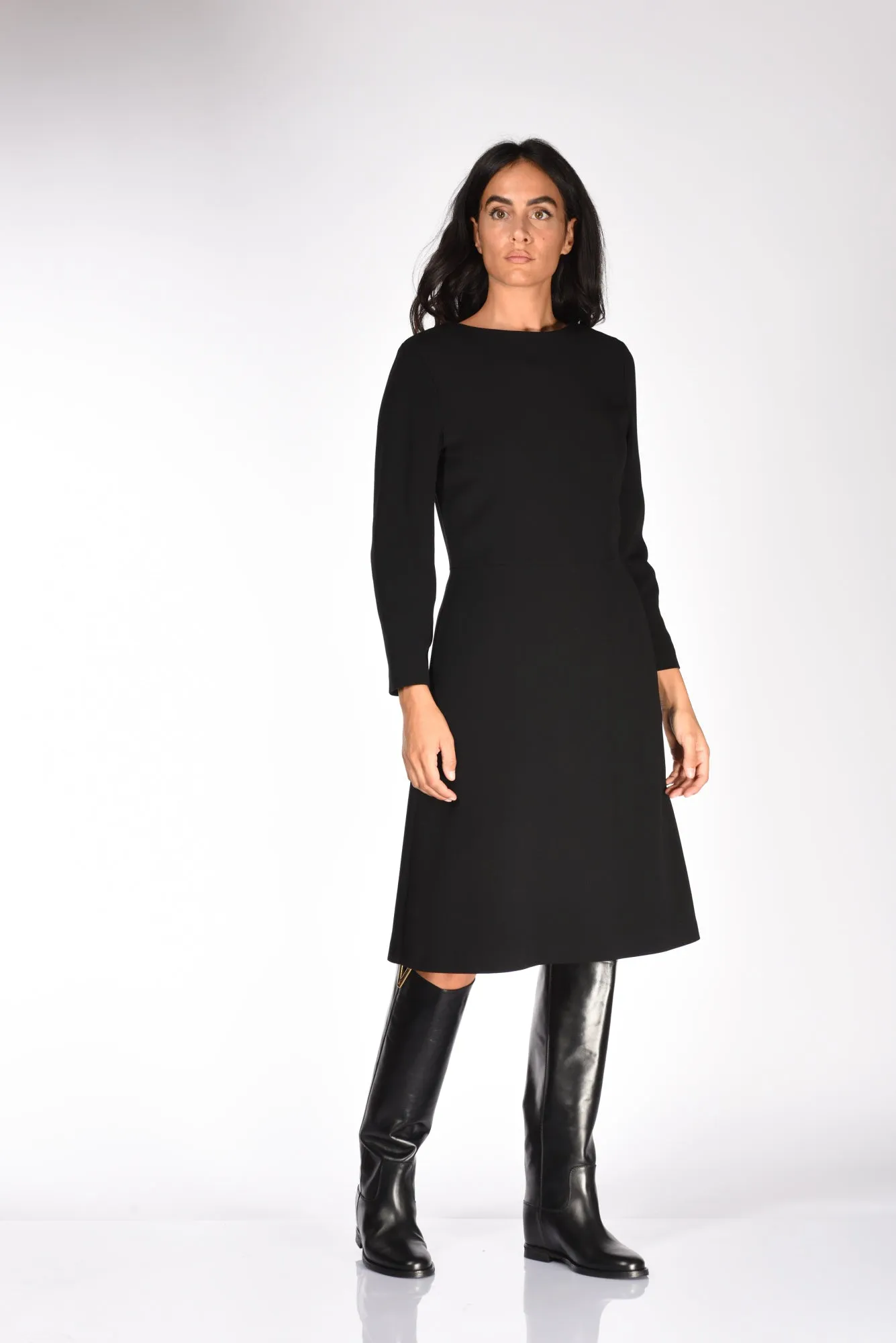 Black Women's Dress with Sleeves by Aspesi