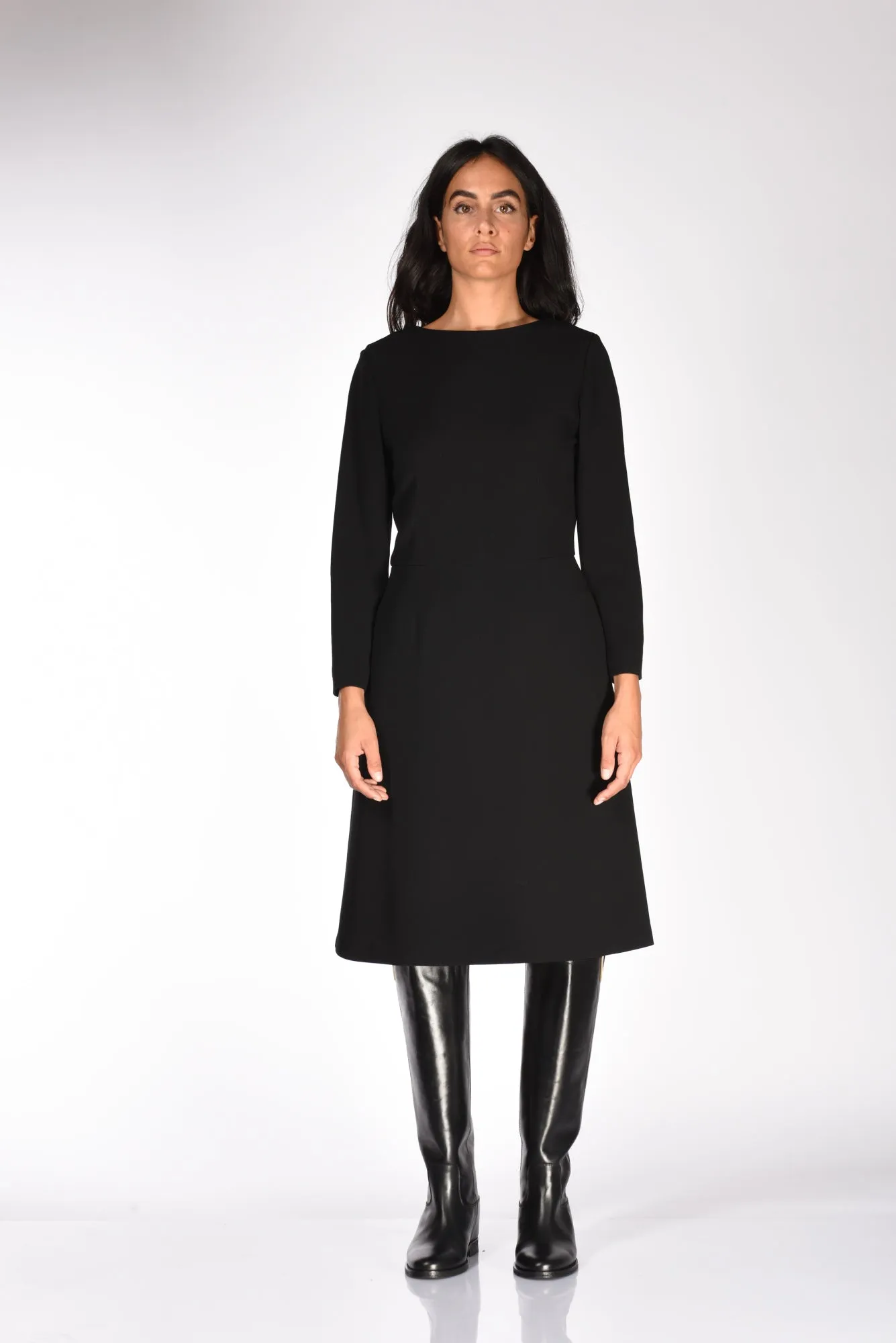 Black Women's Dress with Sleeves by Aspesi