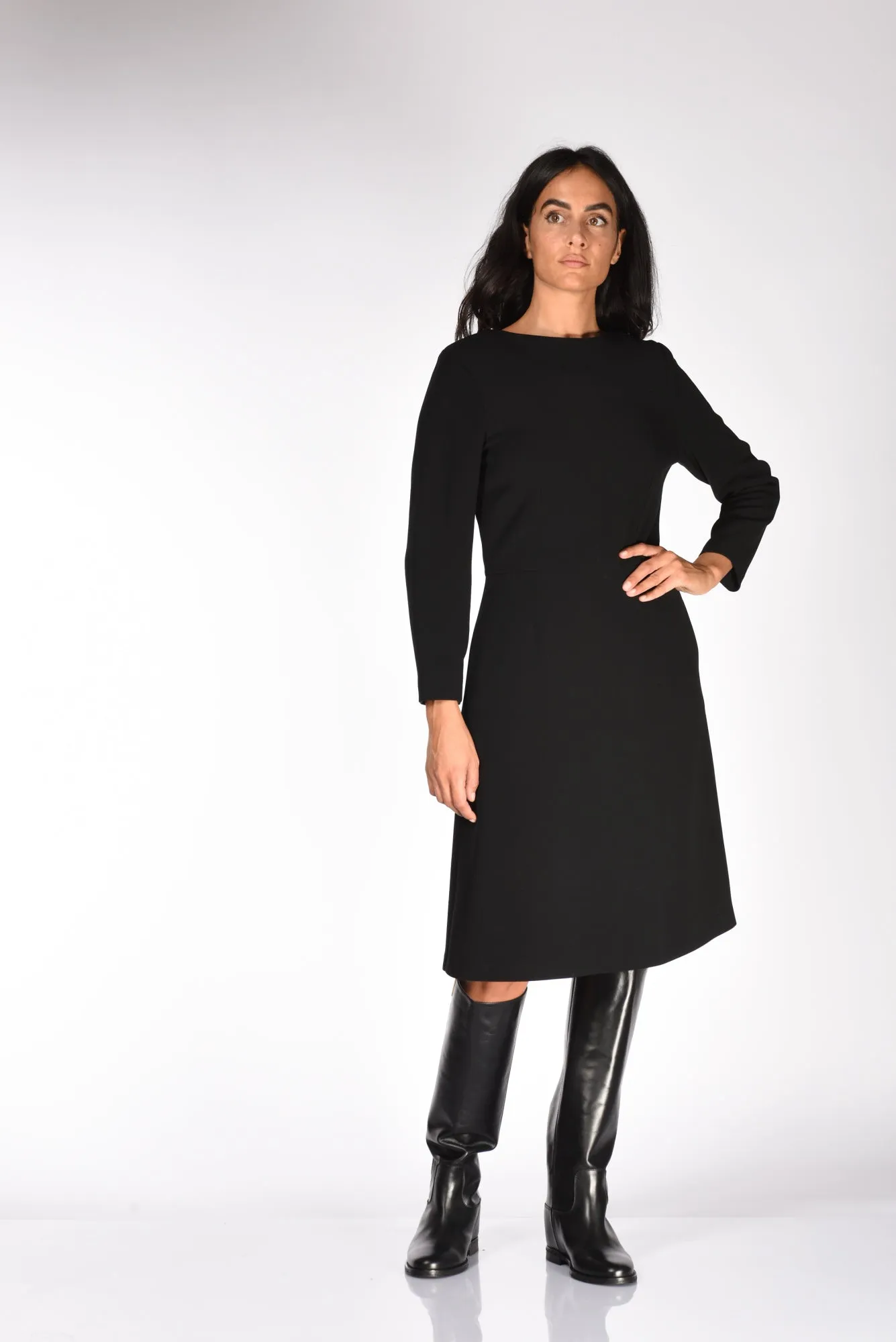 Black Women's Dress with Sleeves by Aspesi