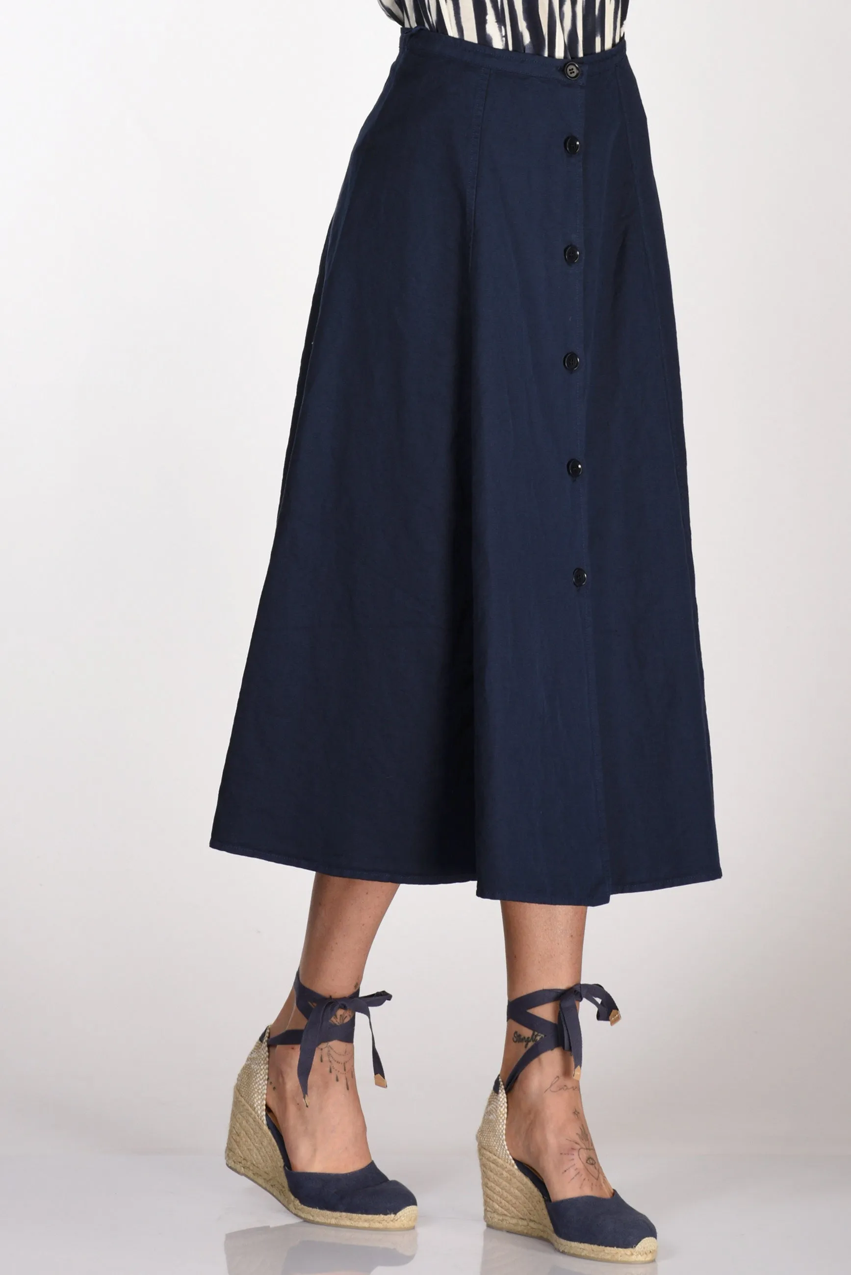 Blue Button Skirt - Aspesi Women