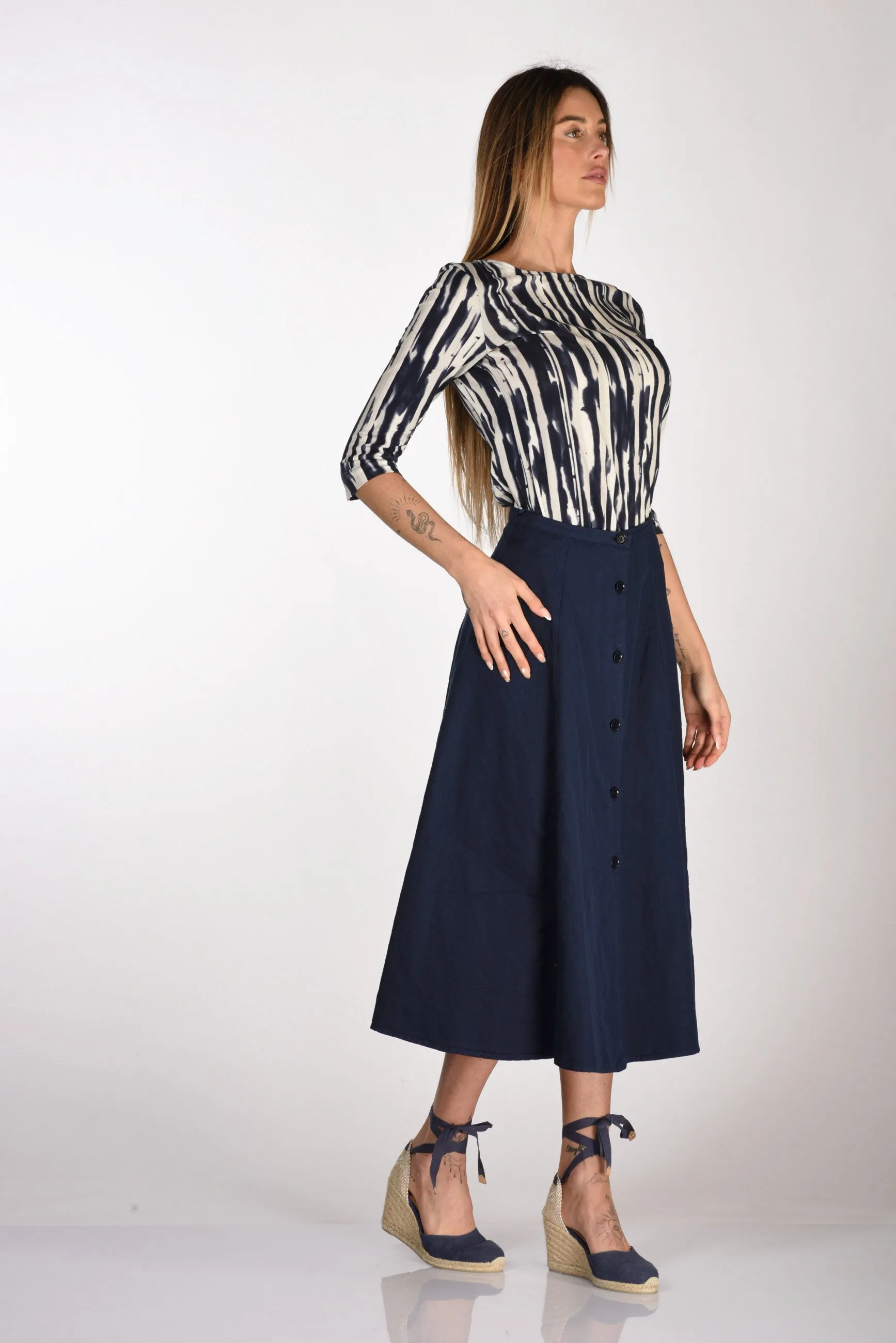 Blue Button Skirt - Aspesi Women