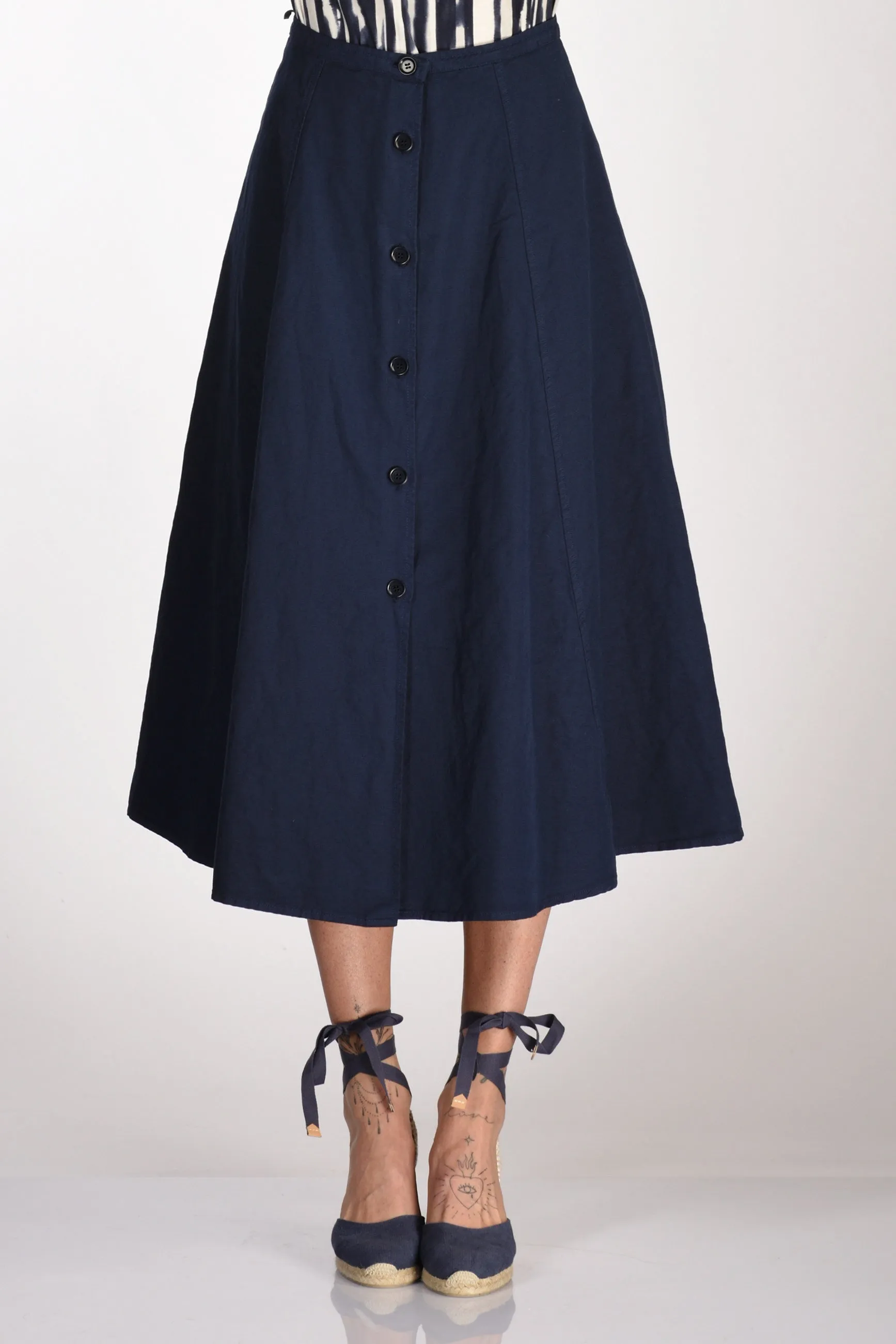 Blue Button Skirt - Aspesi Women