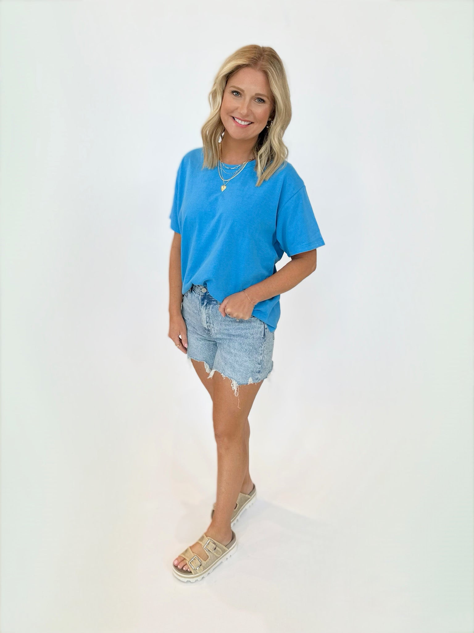 Blue Oversized Short Sleeve Tee