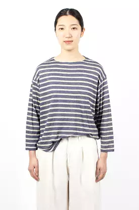 Blue Stripe Long Sleeve Linen T-Shirt