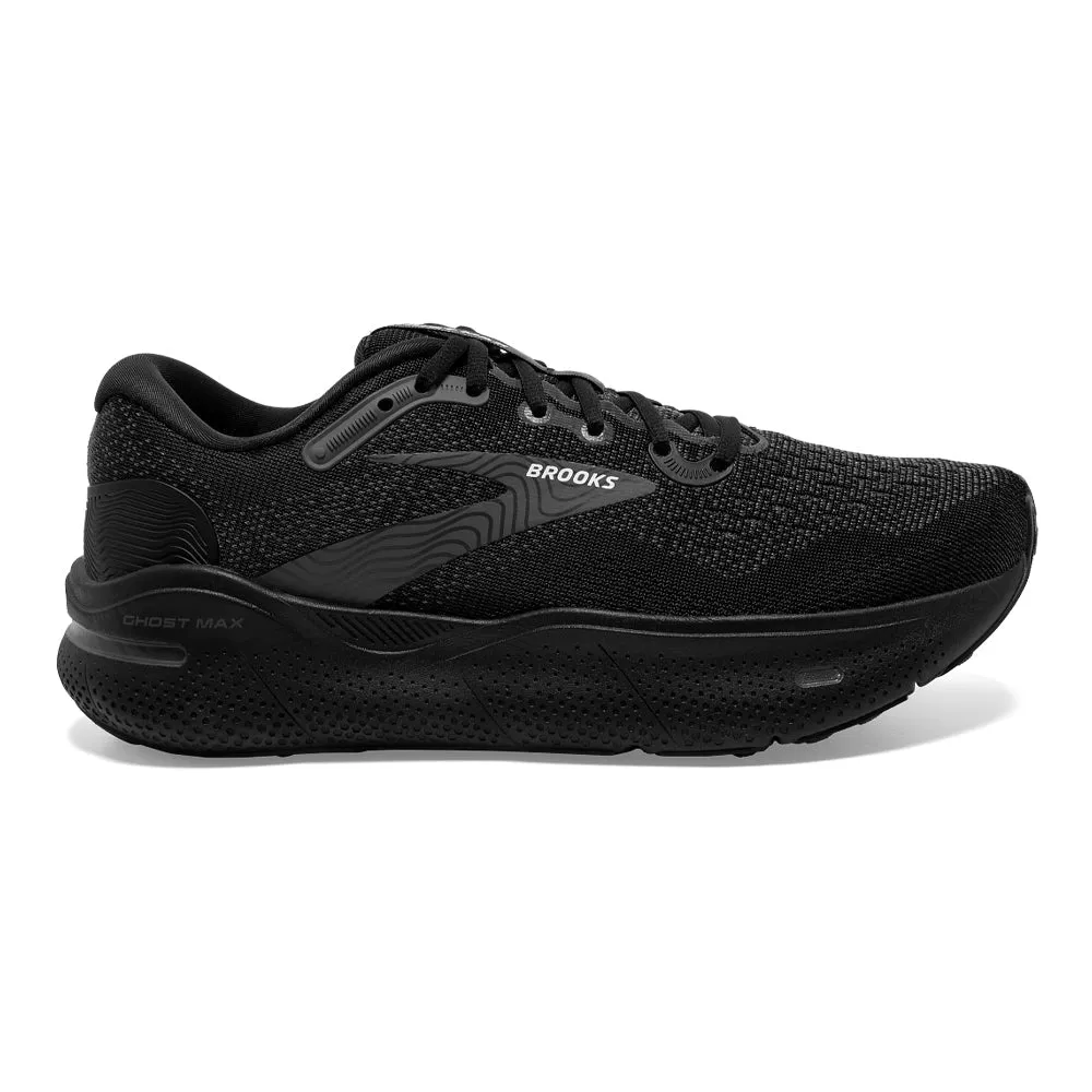 Brooks Ghost Max Men's Running Shoes, Black/Black/Ebony, Size 8.5 2E Wide.