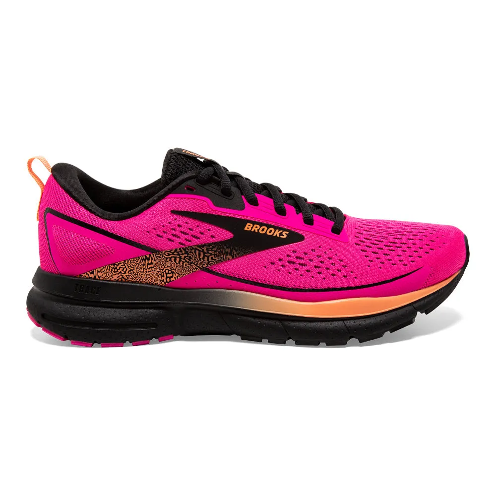 Brooks Trace 3 Women's Running Shoe, Pink Glo/Black/Orange, Size 9-B