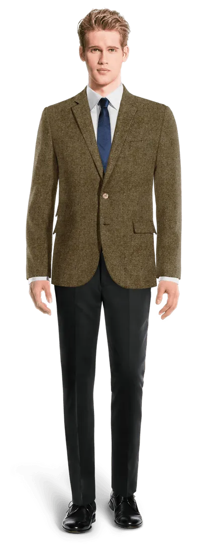 Brown unlined Donegal tweed blazer