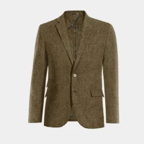 Brown unlined Donegal tweed blazer