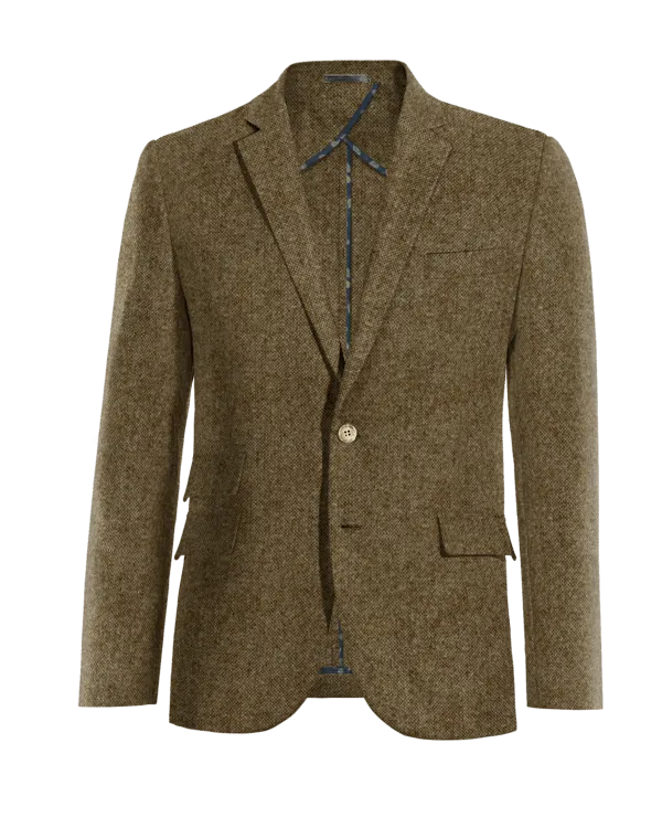 Brown unlined Donegal tweed blazer