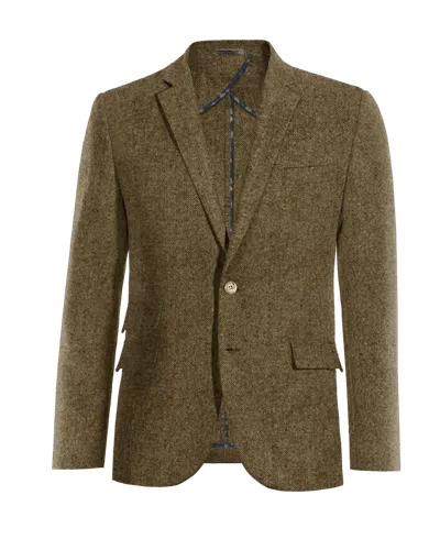 Brown unlined Donegal tweed blazer