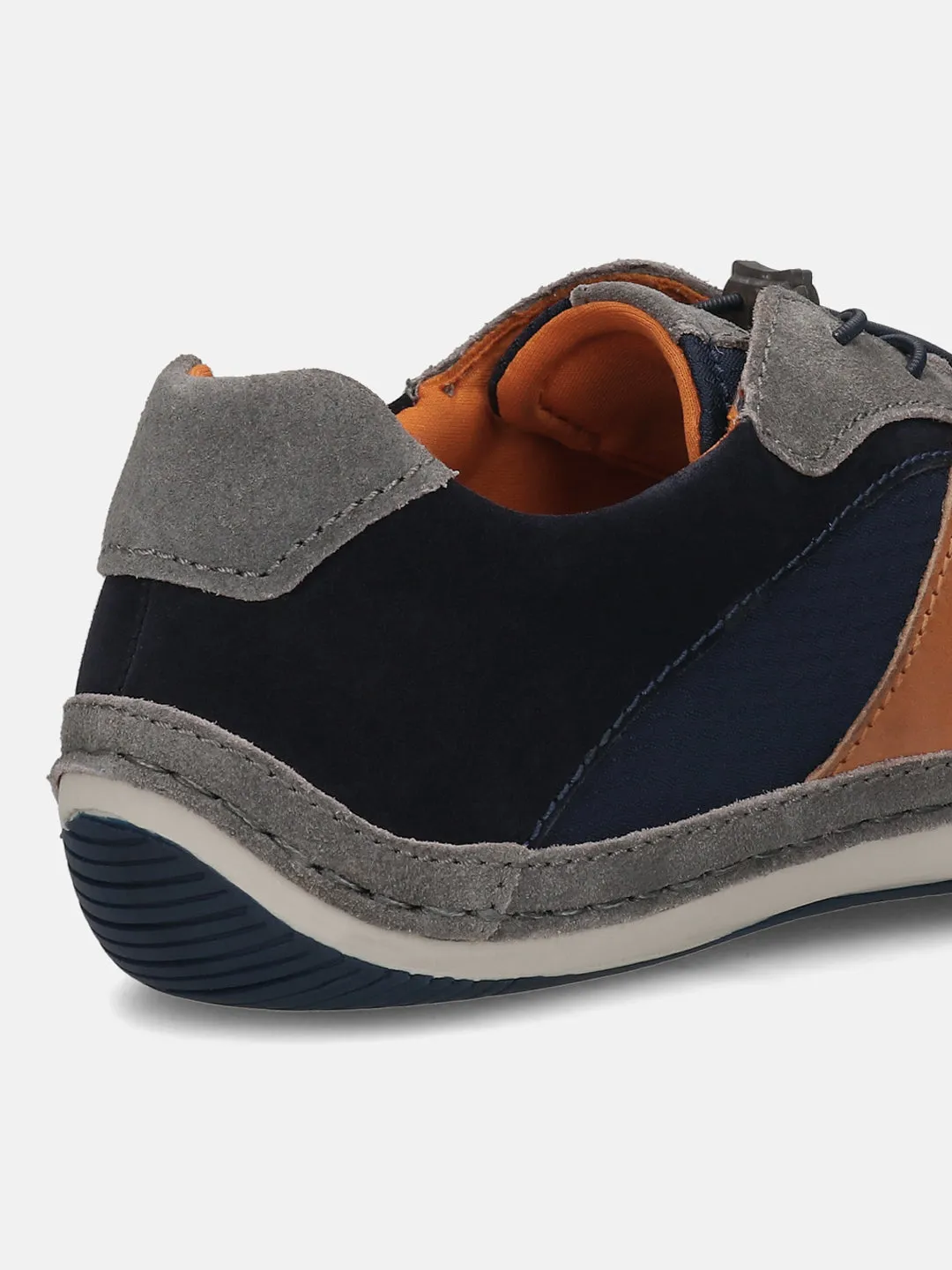 Bugatti Premium Leather Sneakers in Grey and Dark Blue