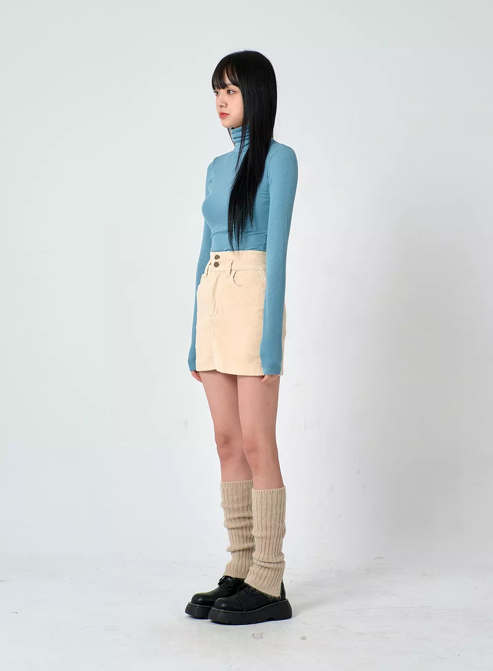 Buttoned Corduroy Mini Skirt