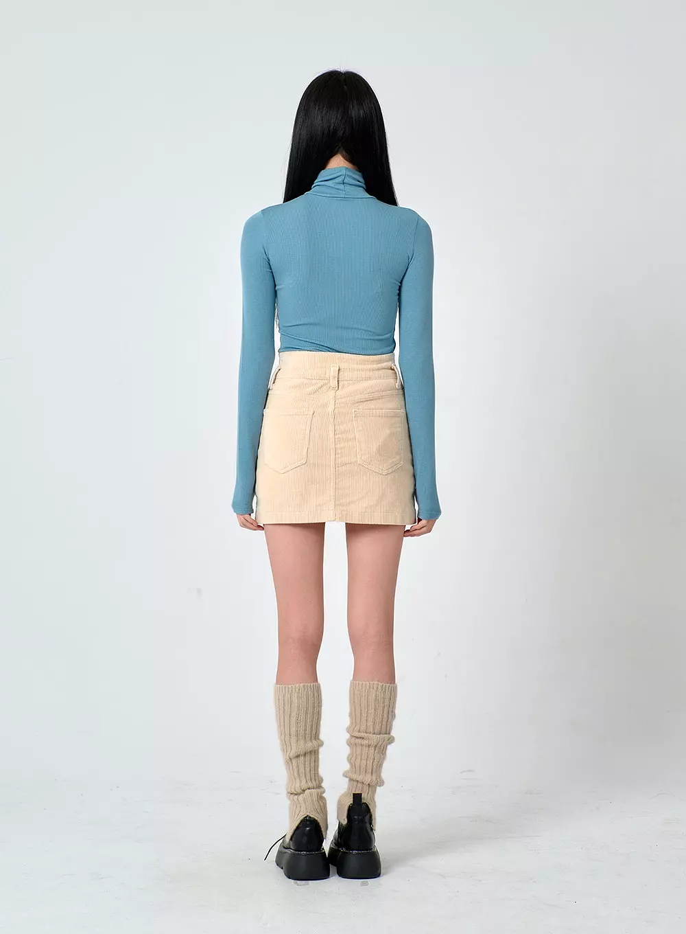 Buttoned Corduroy Mini Skirt