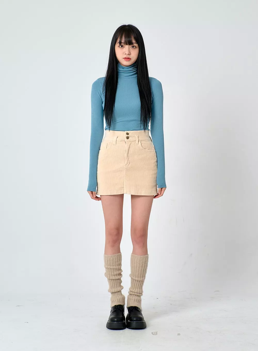 Buttoned Corduroy Mini Skirt