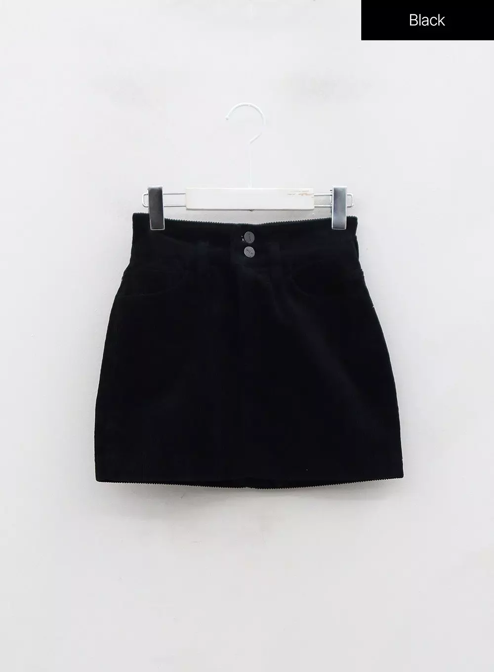 Buttoned Corduroy Mini Skirt