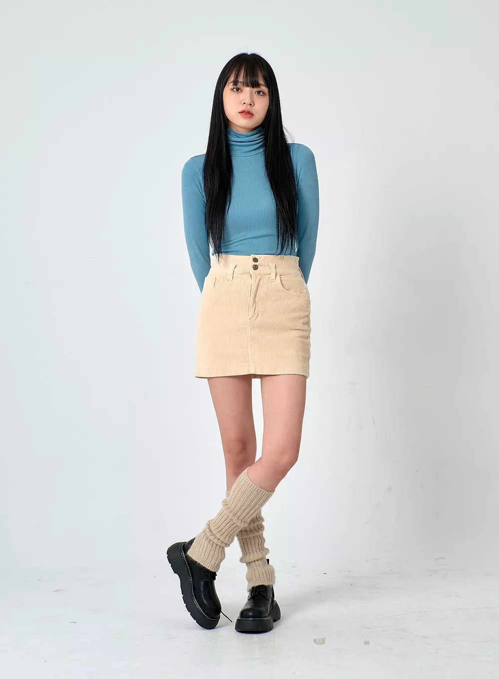 Buttoned Corduroy Mini Skirt