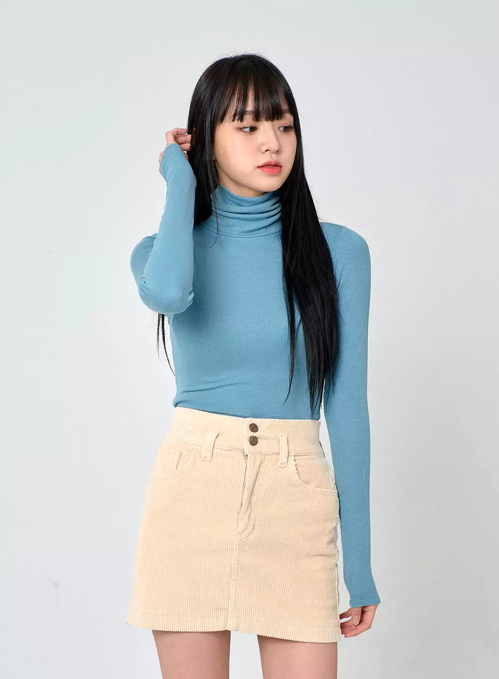 Buttoned Corduroy Mini Skirt