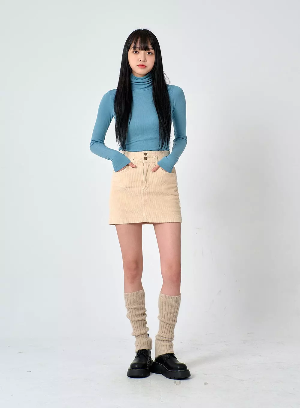 Buttoned Corduroy Mini Skirt