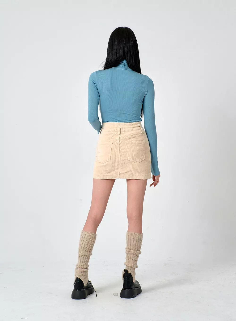 Buttoned Corduroy Mini Skirt