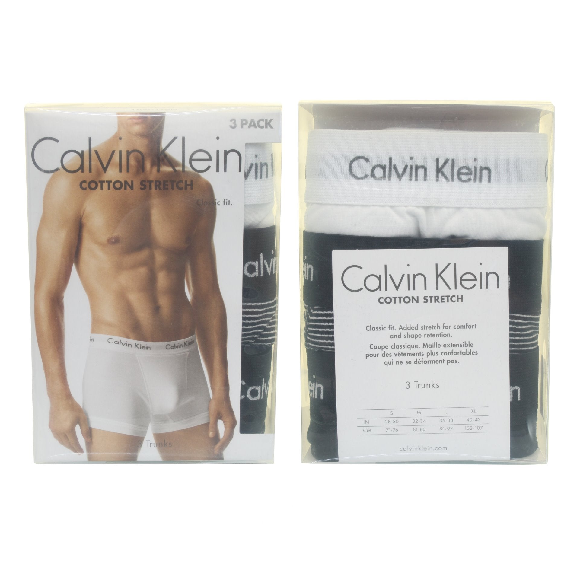 Calvin Klein Men's Stretch Boxer Shorts 3-Pack - White, Black, Stripe