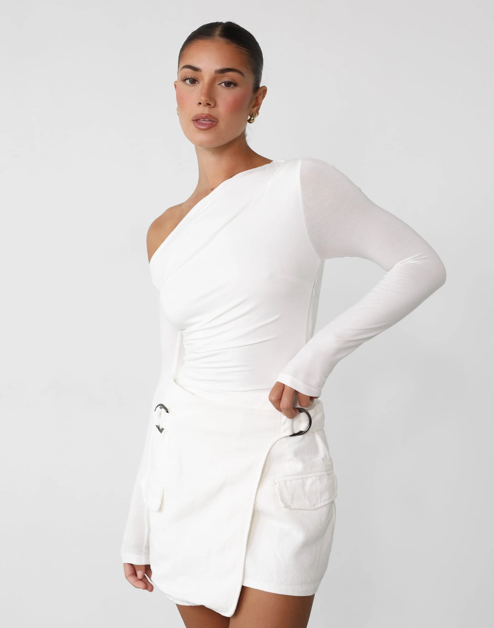 Calypso Mini Skirt in White - Fashionable and Stylish