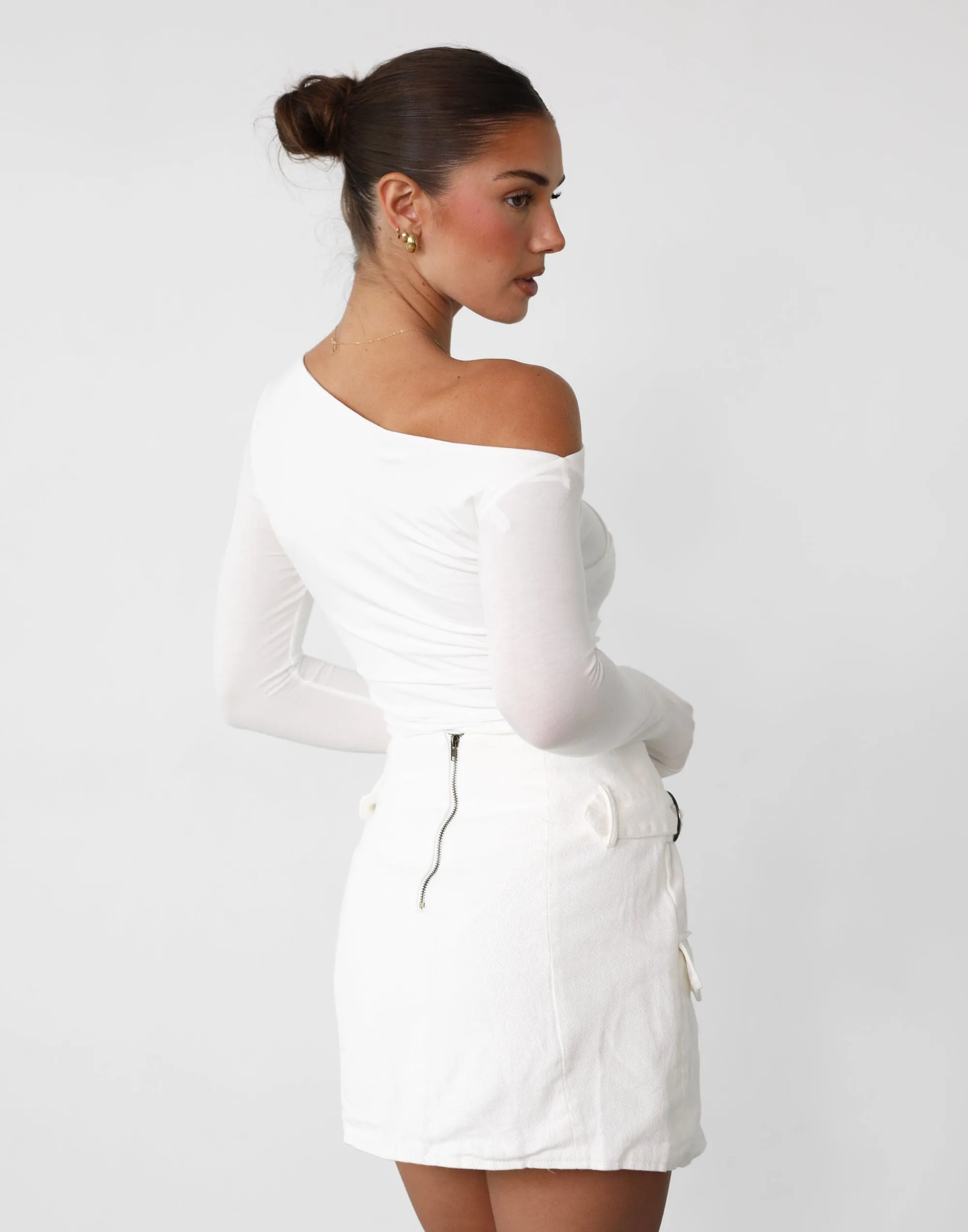 Calypso Mini Skirt in White - Fashionable and Stylish