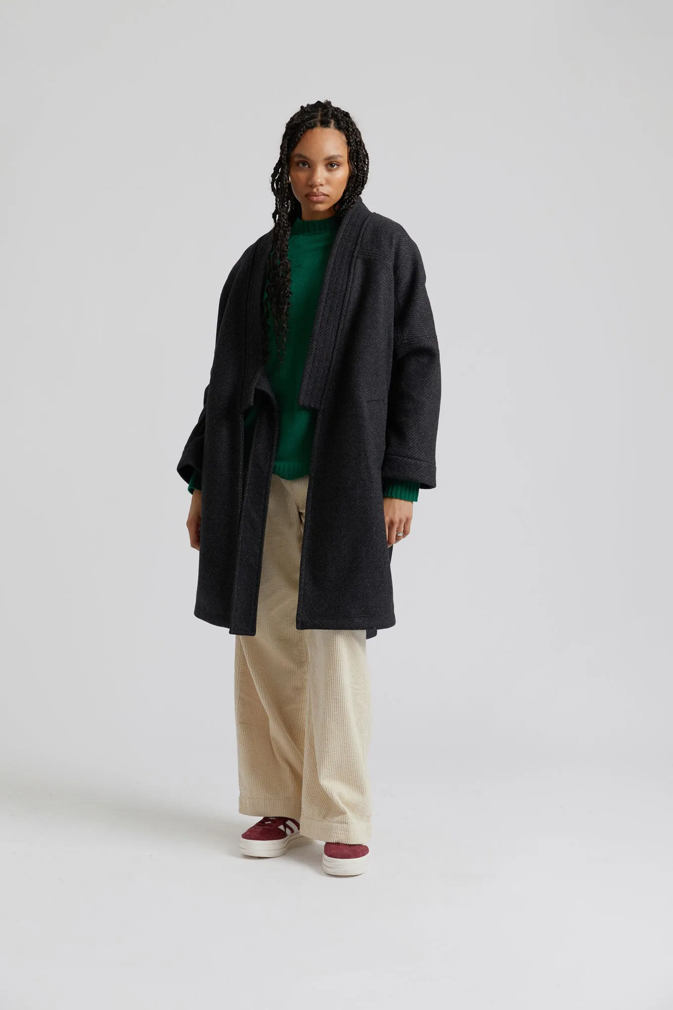 Charcoal Kaia Wool Blend Twill Coat