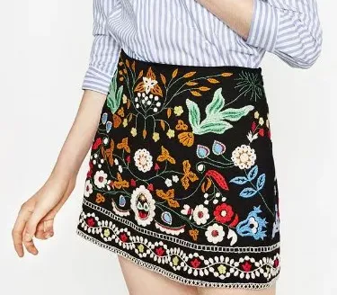 Floral Embroidered Skirts - Charmma