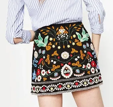 Floral Embroidered Skirts - Charmma