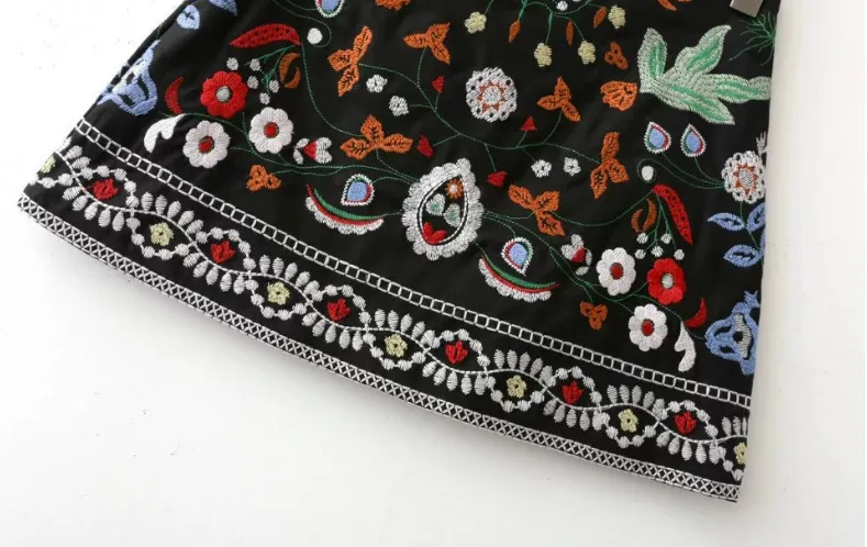 Floral Embroidered Skirts - Charmma