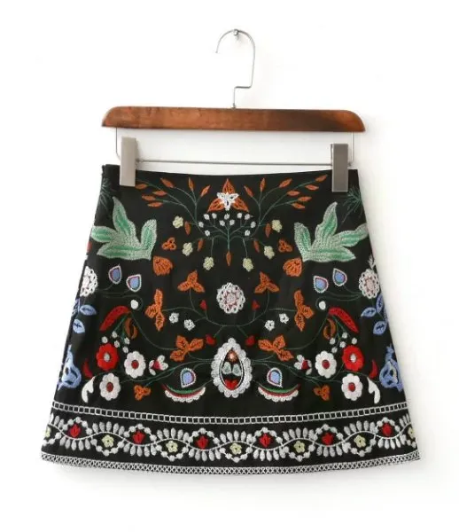 Floral Embroidered Skirts - Charmma