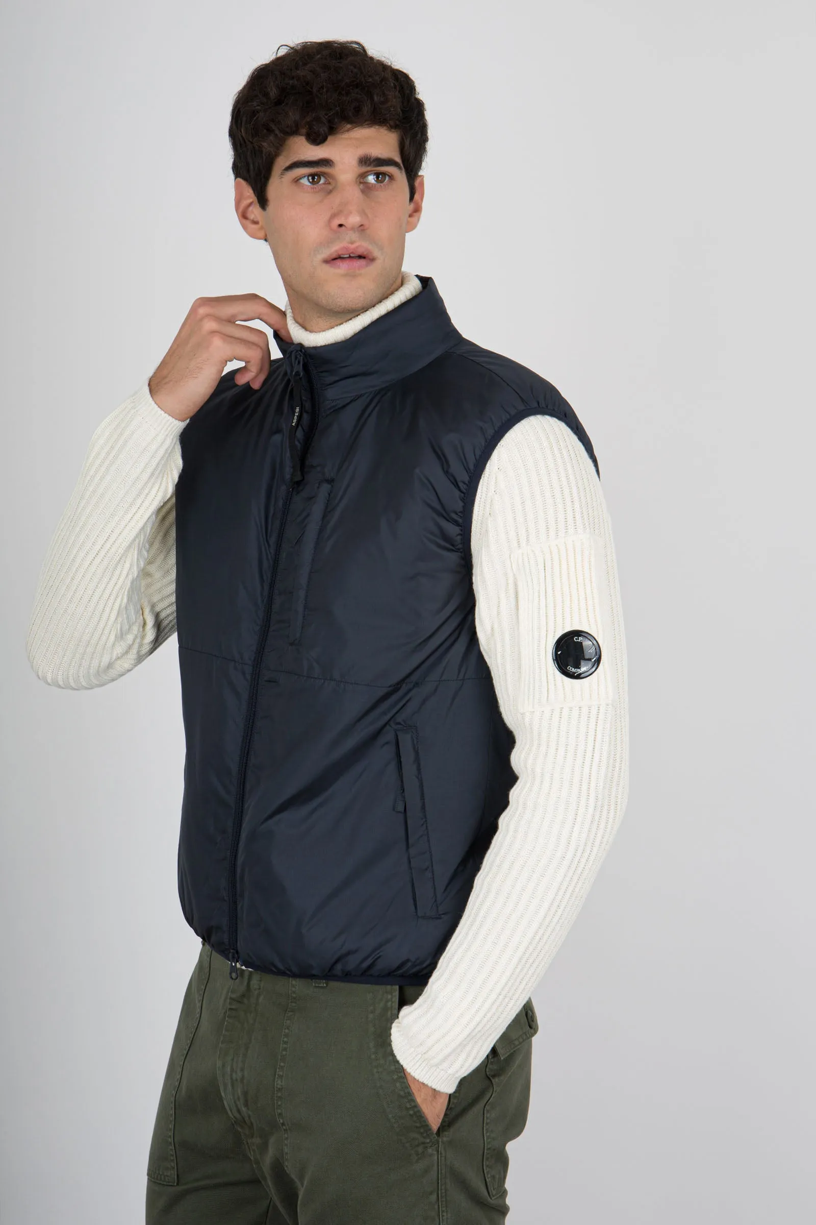 cheap navy blue Aspesi Jil Gilet for men