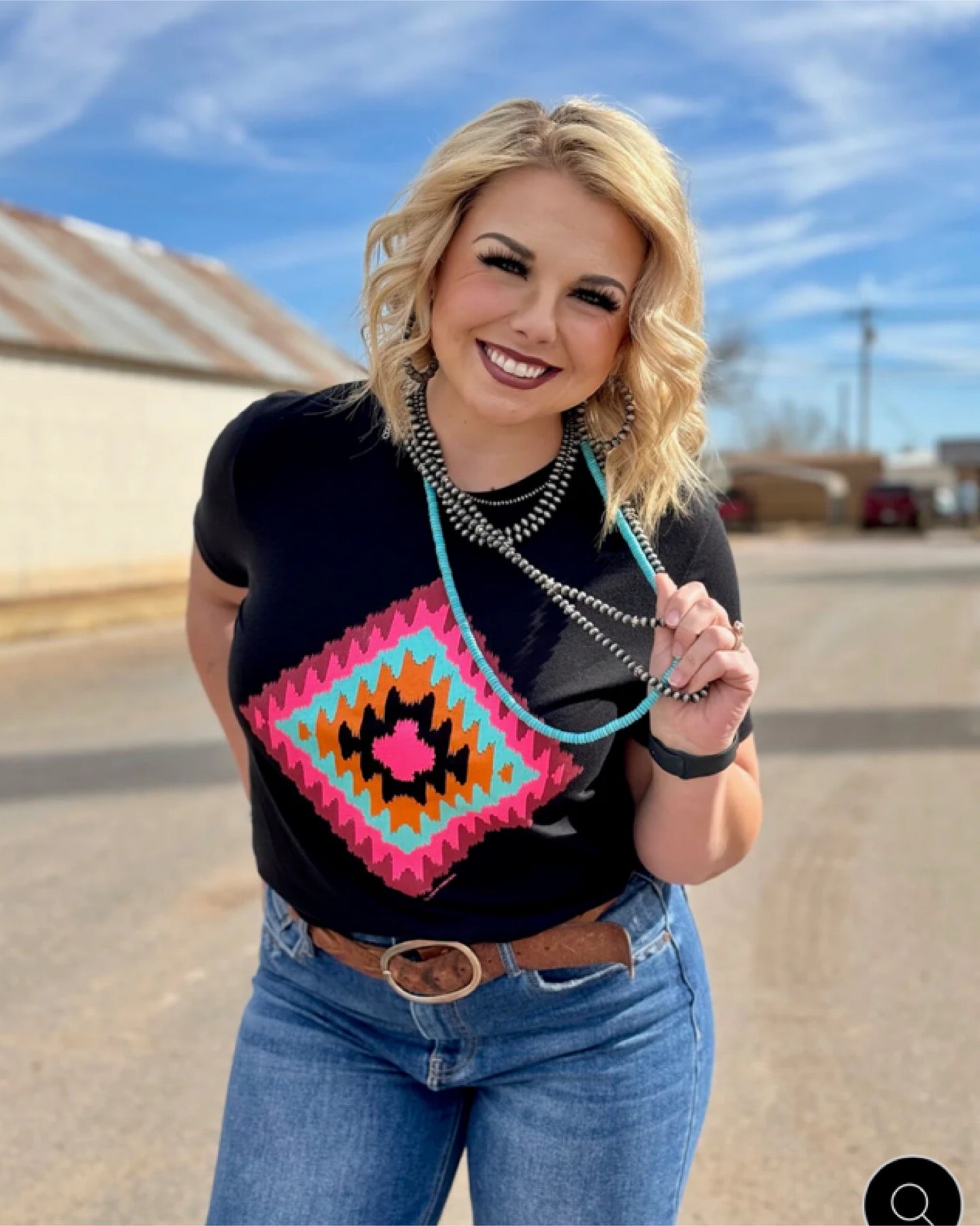 Cheyenne Aztec t-shirt in Black