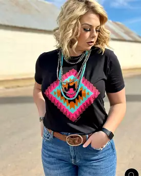 Cheyenne Aztec t-shirt in Black