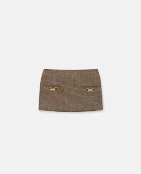 Clasp-Embellished Mid-Rise Mini Skirt