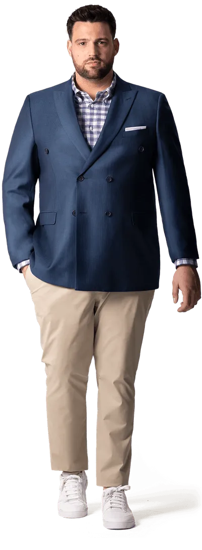 Cobalt Blue Peak Lapel Double-breasted Blazer: Essential