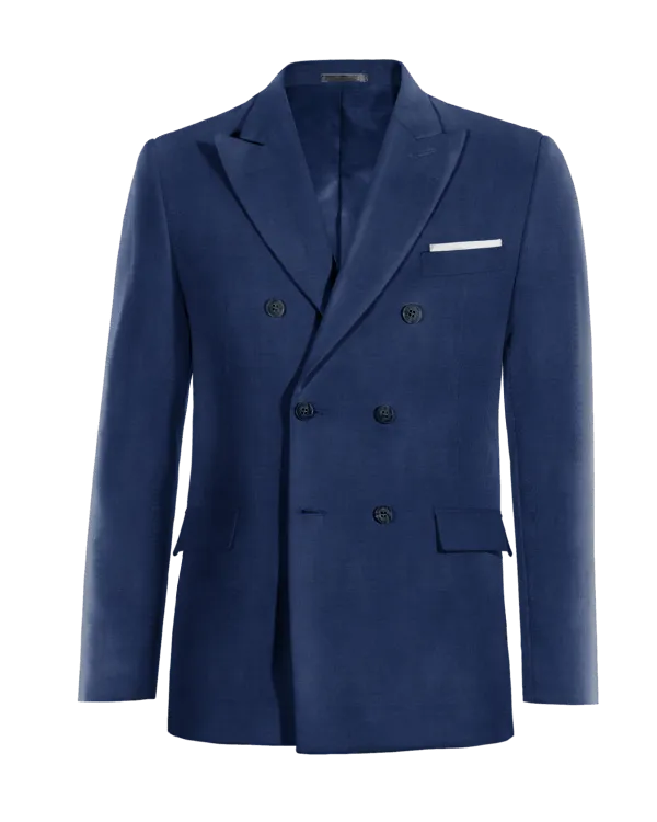 Cobalt Blue Peak Lapel Double-breasted Blazer: Essential