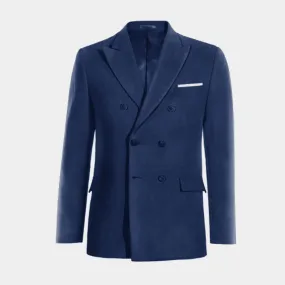 Cobalt Blue Peak Lapel Double-breasted Blazer: Essential