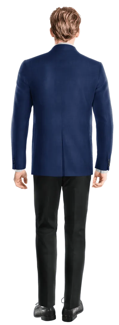 Cobalt Blue Peak Lapel Double-breasted Blazer: Essential