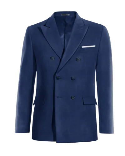 Cobalt Blue Peak Lapel Double-breasted Blazer: Essential