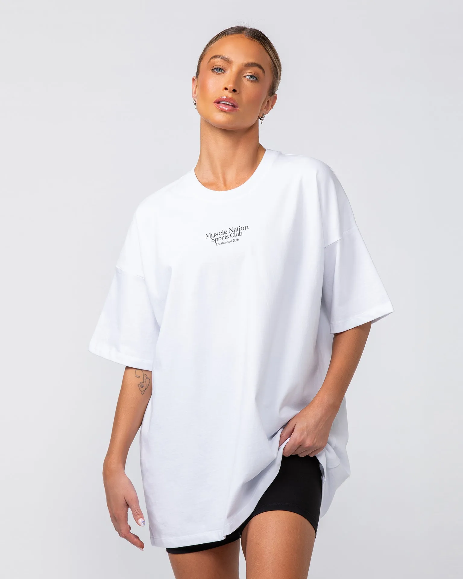 College Oversized Tee White