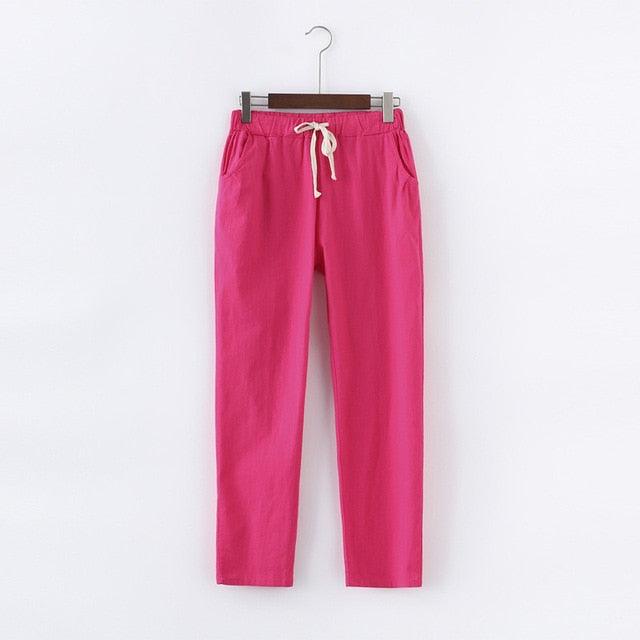 Cotton Linen Sweatpants Harem Trousers