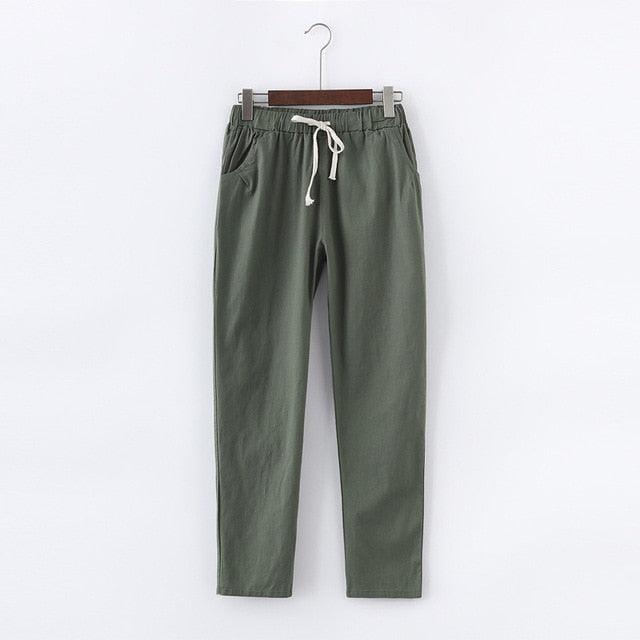 Cotton Linen Sweatpants Harem Trousers