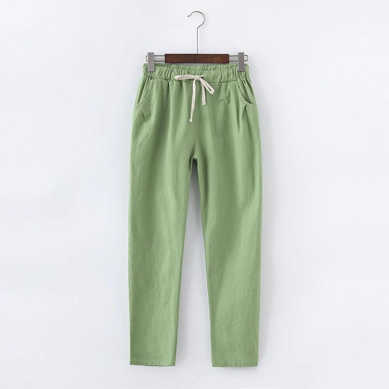 Cotton Linen Sweatpants Harem Trousers